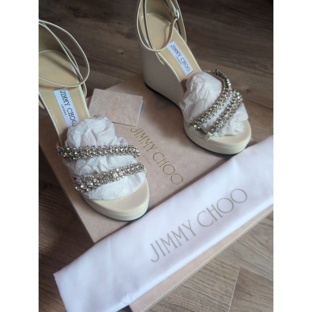 Jimmy Choo Bing Wedge 120 Heels Womens EU 40 Off White Latte - Picture 2 of 15